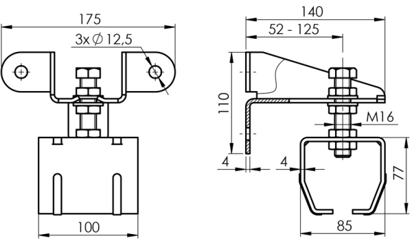 Seitenwandhalter für Stahlprofil